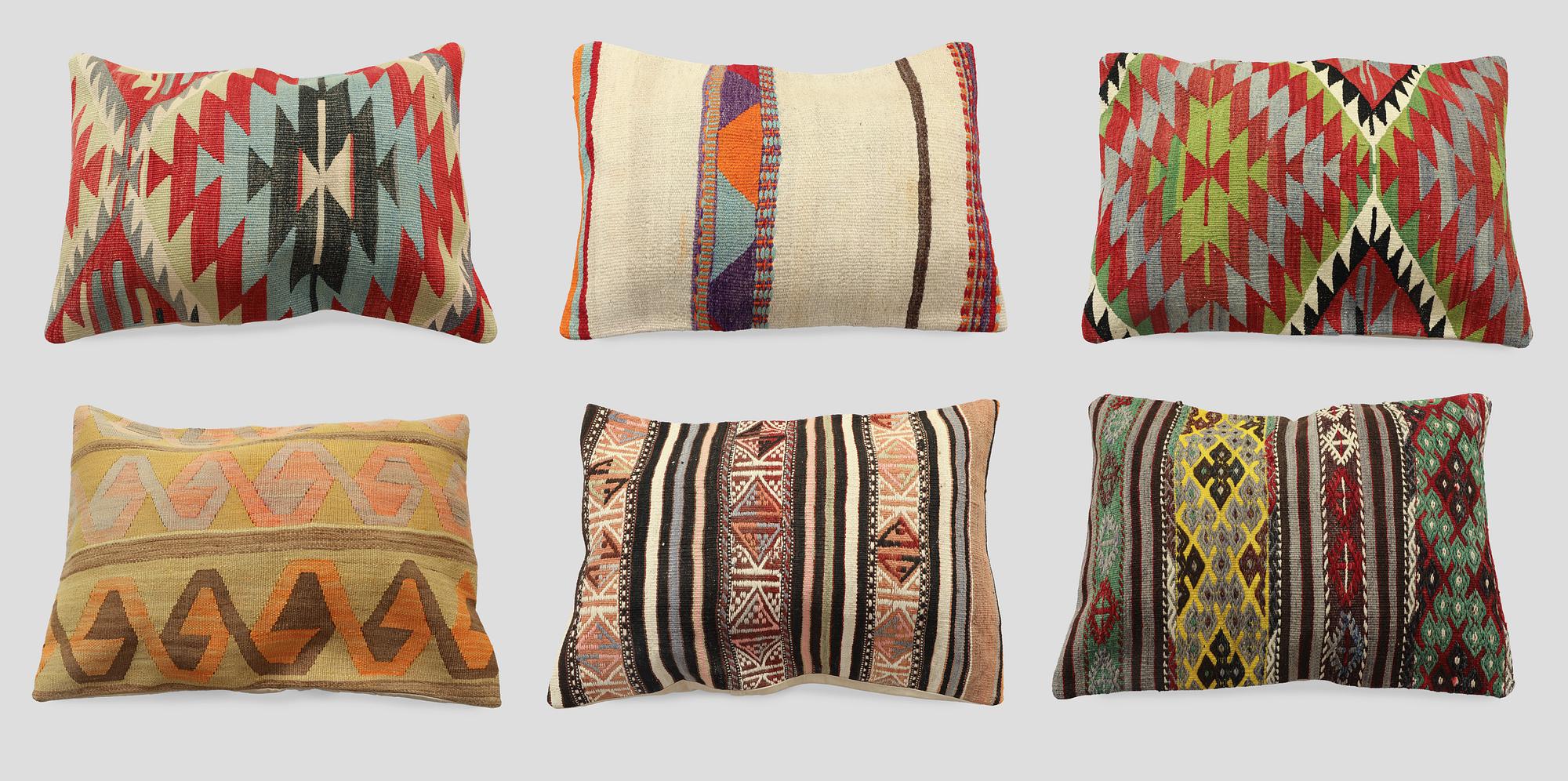 A set of six Kilim cushion covers, Anatolian, approx. 70 x 50 cm.