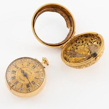 A gold twin-case pocket watch by Paul Lullin (watchmaker in London fl. ca 1710-30).