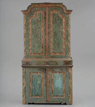 A Swedish polychrome-painted rococo cabinet, late 18th century.