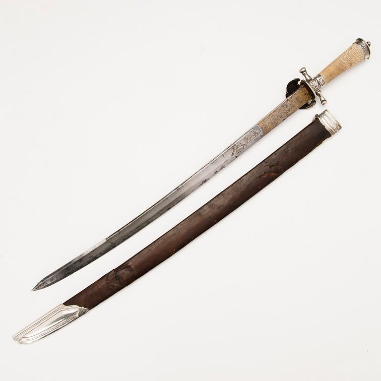 A Danish 18th Century silver-mounted hunting dagger.