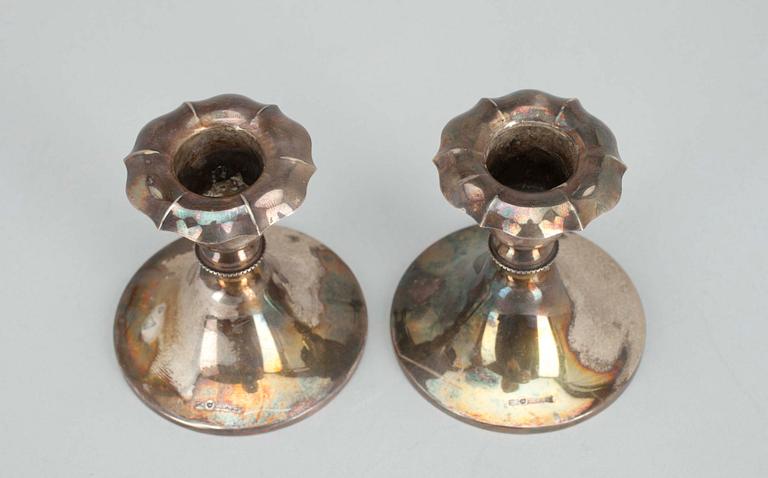 LJUSSTAKAR, ETT PAR, silver, Auran Kultaseppä Oy, Åbo, 1957. Tot. vikt 156 g.
