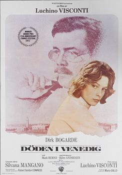 a vintage movie poster, 'Döden i Venedig (Morte a Venezia)', 1971.