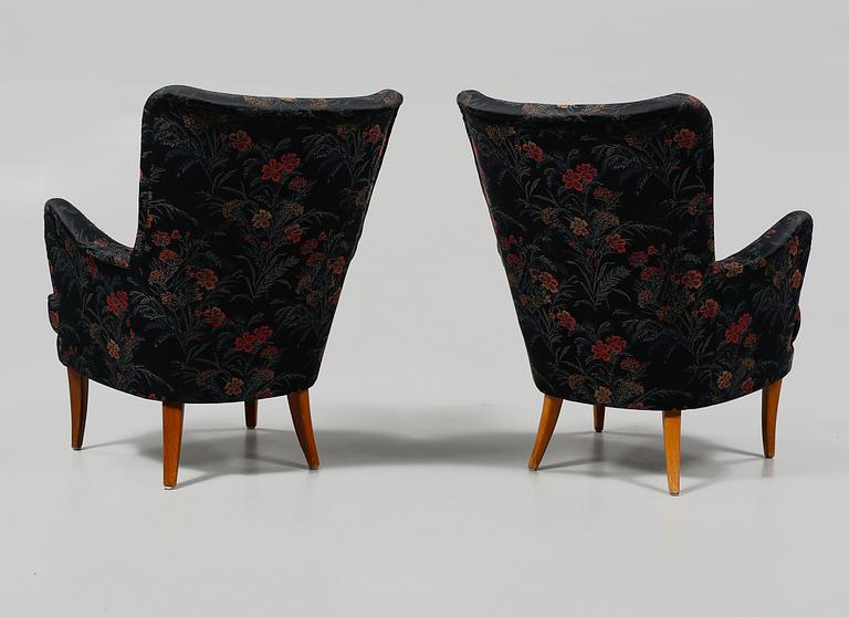 FÅTÖLJER, ett par, "Stora Furulid", Carl Malmsten, 1900-talets andra hälft.