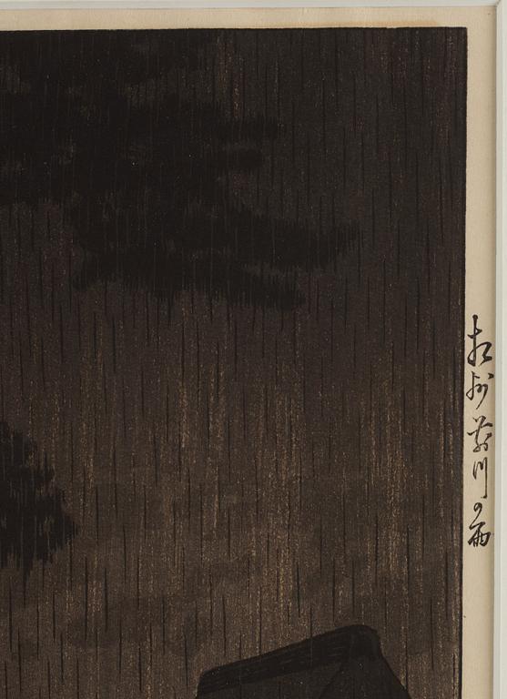 Kawase Bunjiro Hasui, Rain at Maekawa in Sagami Province (Sôshû Maekawa no ame).