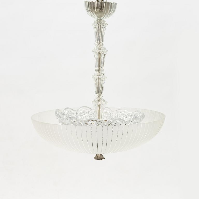 Fritz Kurz, a Swedish Modern ceiling lamp, model "KD 8951", Orrefors, 1940s.