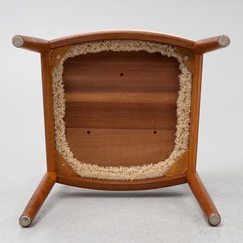 A set of six teak dining chairs upholstered in new sheepskin by Niels Koefoed, Denmark, 1960's.