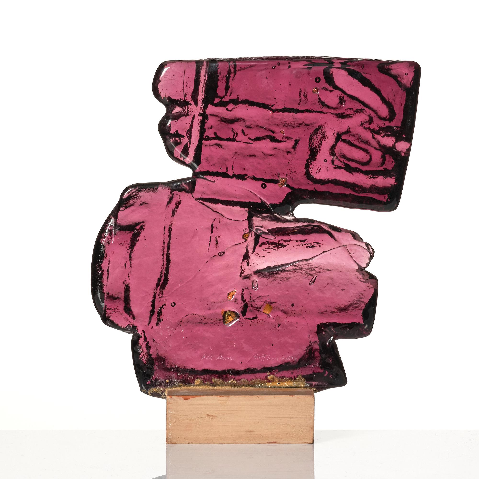 Edvin Öhrström, a unique cast purple glass sculpture, Lindshammars glasbruk, Sweden, probably 1950-60s.