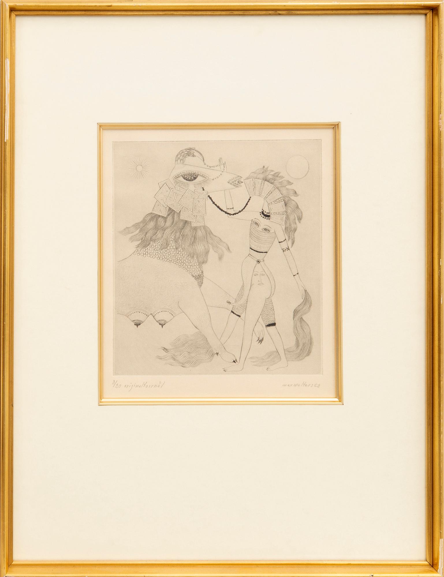 Max Walter Svanberg,  drypoint signed dated and numbered 58 8/20.