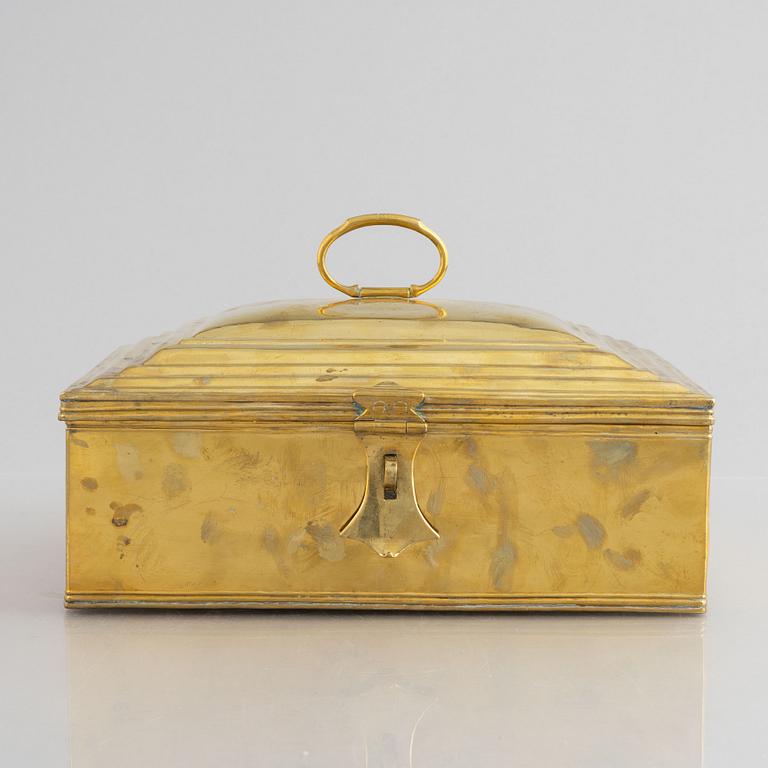 A Northern-European brass casket, dated 1778.