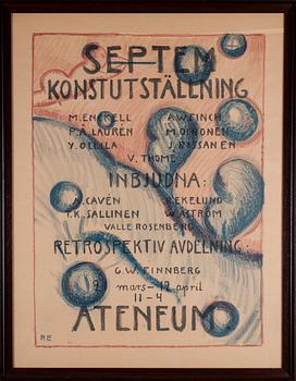 UTSTÄLLNINGSAFFISCH, litografi, "Septem Konstutställning", Ateneum 1915.