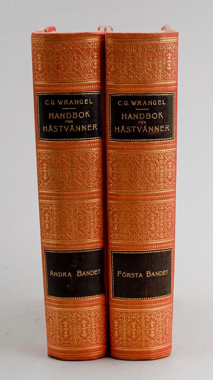 BOK, 2 vol, "Handbok för Hästvänner" av CG Wrangel, Stockholm, Albert Bonniers Förlag, 1913.