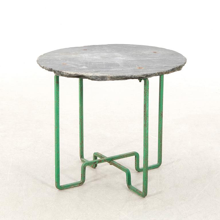 Carl Hörvik, trädgårdsbord 1930-tal modell nr 7 Grythyttan Stålmöbler & Skifferverket.