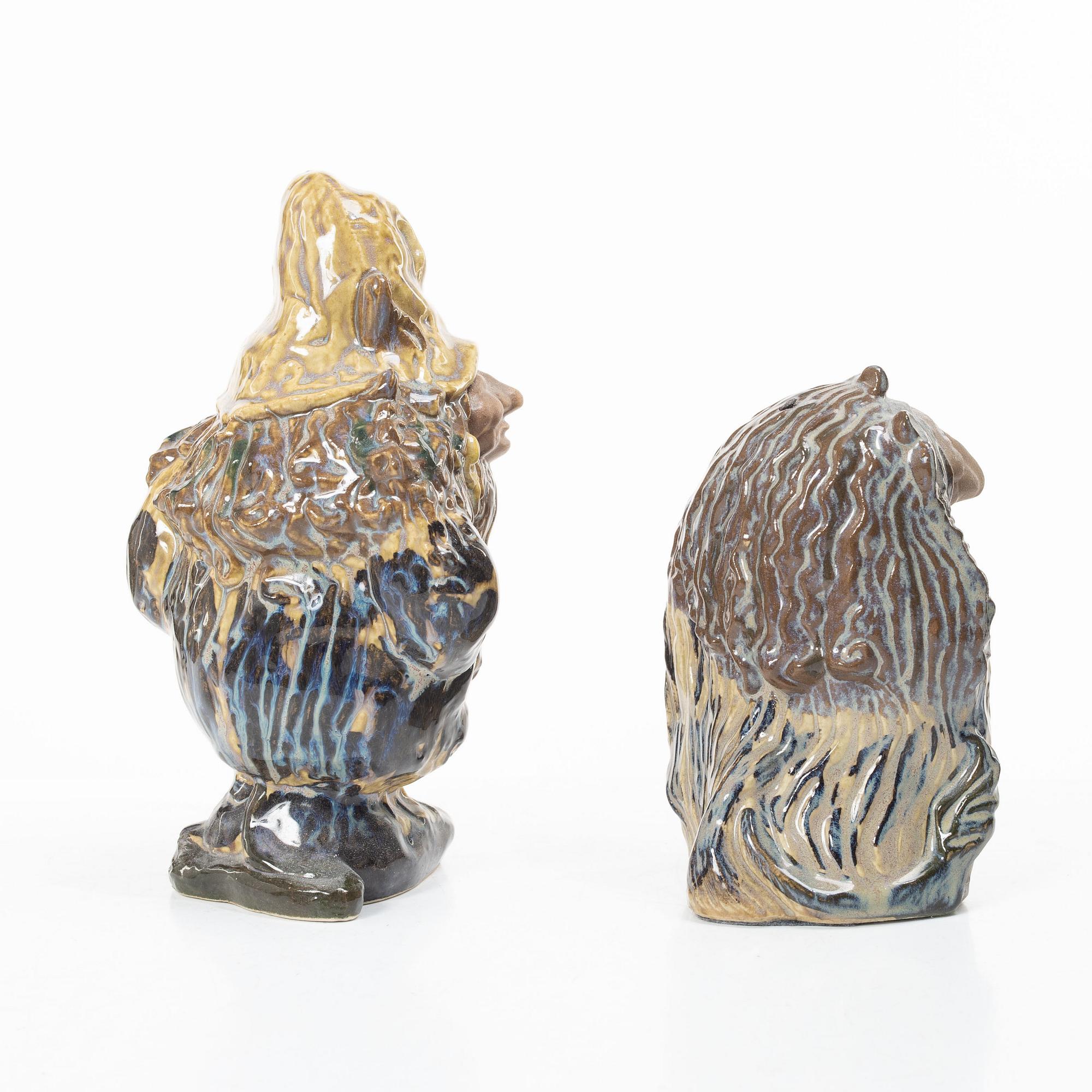 Figuriner 7 st, stengods, "John Bauers Troll", Rosa Ljung, Höganäs.