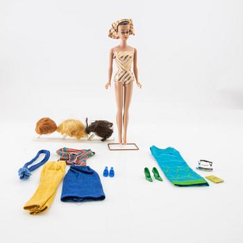 Barbie, docka, vintage "No. 870 Fashion Queen", med kläder, Mattel 1960-tal.