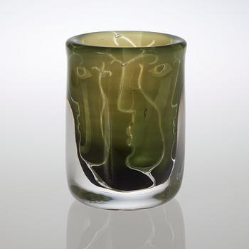 An Ingeborg Lundin 'ariel' glass vase, 'Faces', Orrefors 1973.