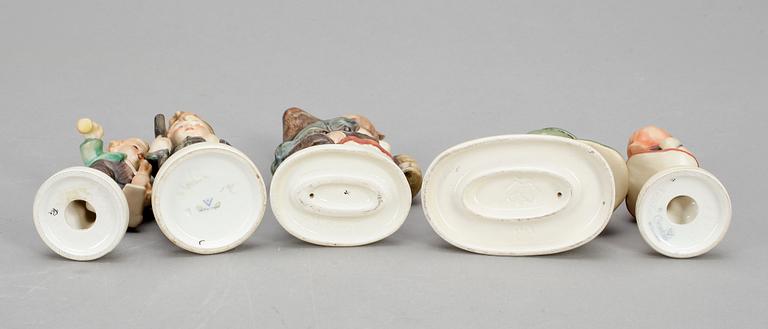FIGURINER, 5 st, porslin, MJ Hummel, Goebel, 1900-tal.