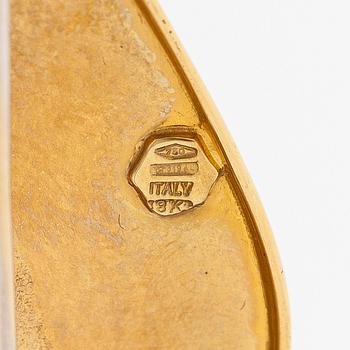 Rintaneula, lehti, 18K kultaa ja timantteja n. 0.33 ct yhteensä. Italia.