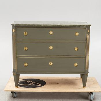 A painted Gustavian style chest of drawers, mid 20th Century.