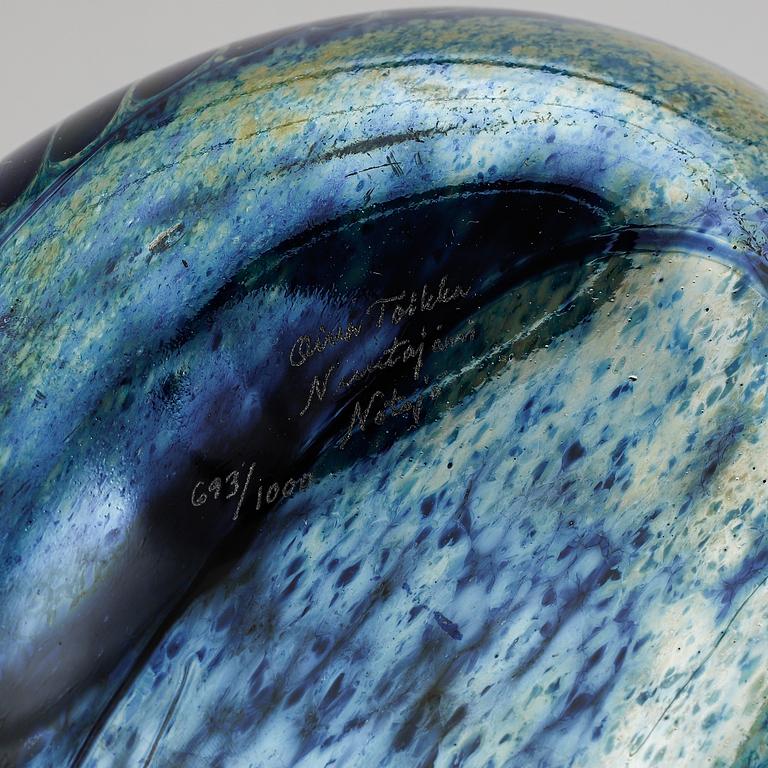 Oiva Toikka, skulptur, fågel, glas, signerad Oiva Toikka Nuutajärvi Notsjö, numrerad 693/1000.