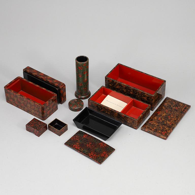 A group of five lacquer boxes with covers, circa 1900.