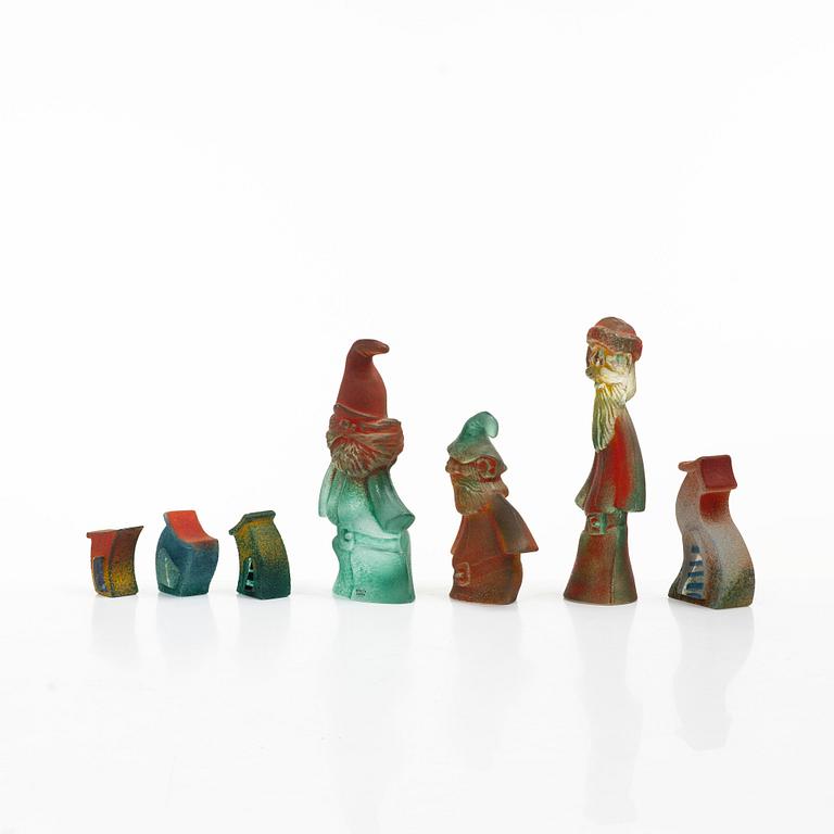 Kjell Engman, seven 'Christmas' figuriens, Kosta Boda.