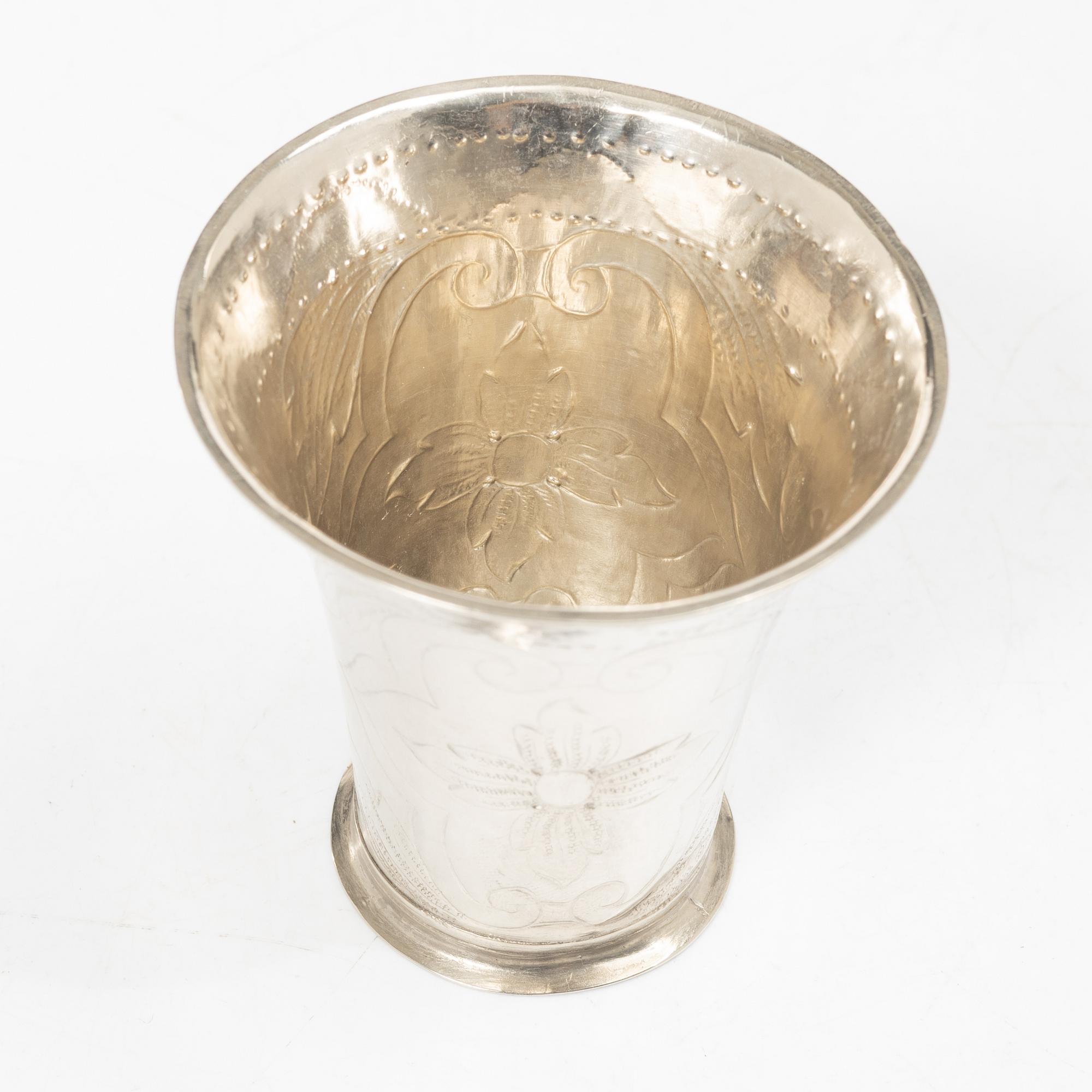 A Swedish silver beaker, mark of Petter Lund, Nyköping 1736.