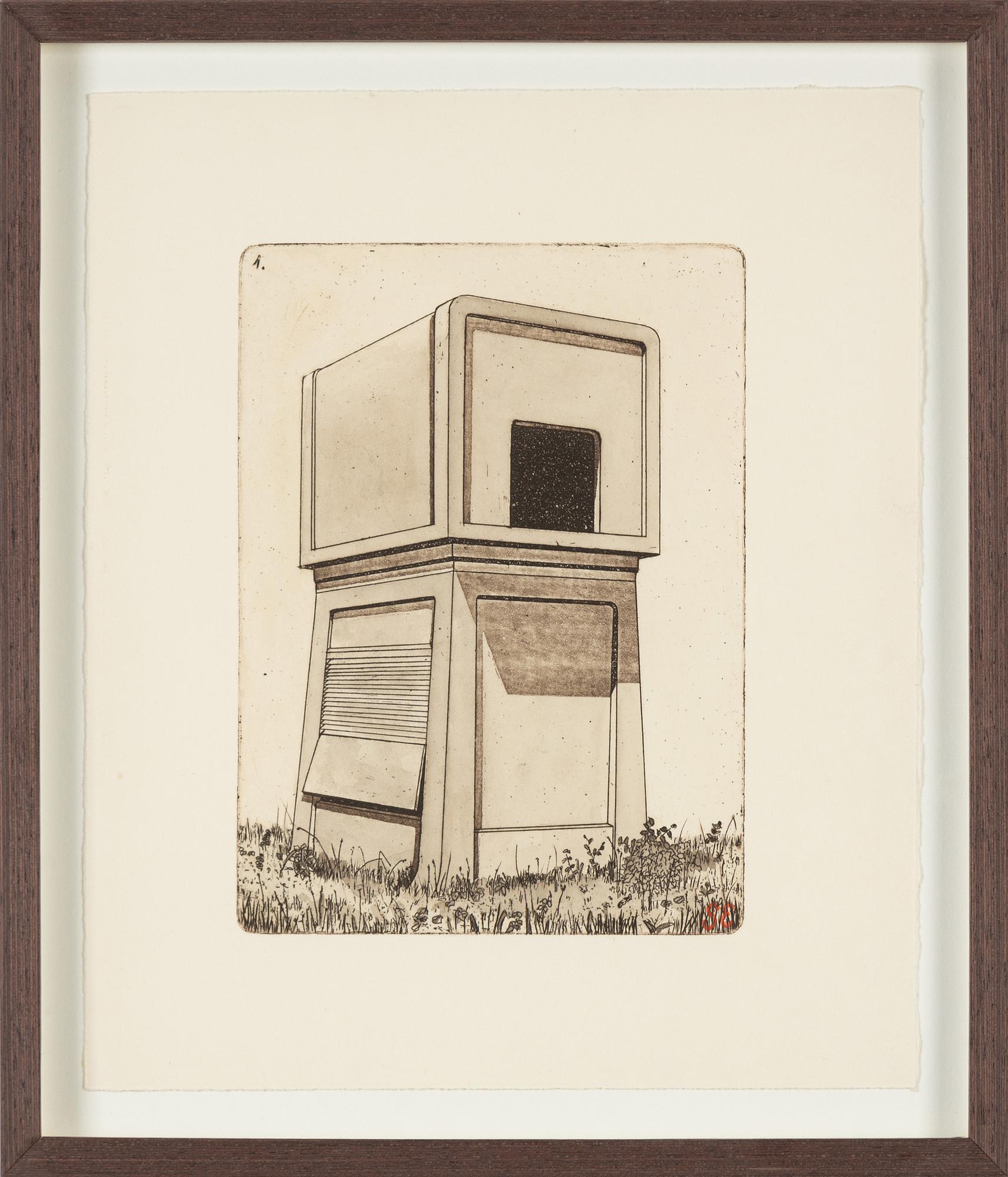 Sten Eklund, etching with coloring, signed.