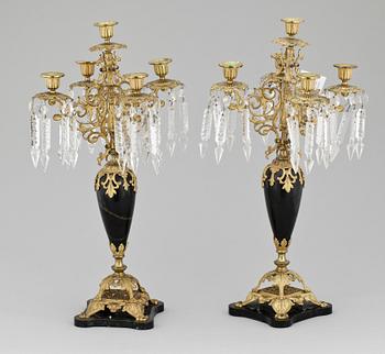 KANDELABRAR, ett par, Oscarianska, 1800-talets slut.