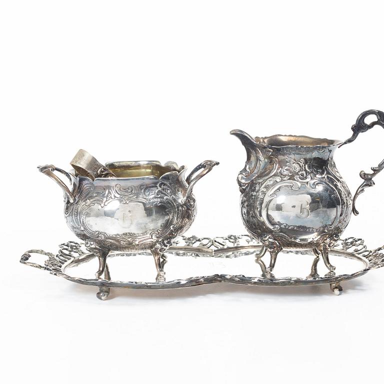 Serving set, silver, 4 pieces, Neo-Rococo style, Gewe, Malmö, 1951–66,