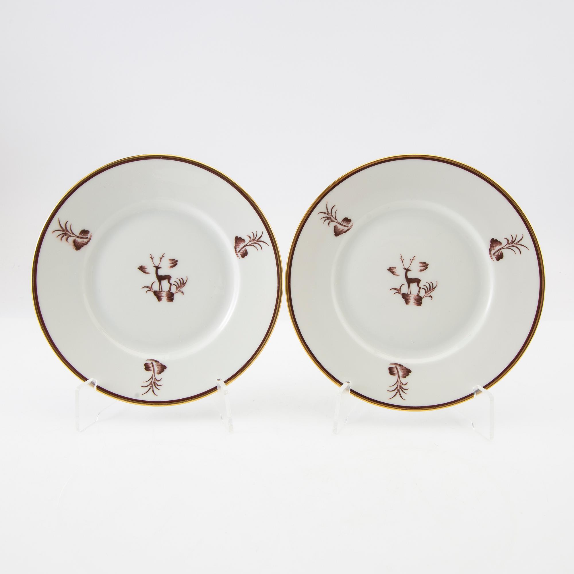 Einar Forseth, copper with plate and saucers 4 dlr "Diana" Lidköping porcelain.