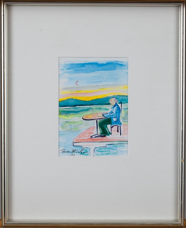 TUOMAS MÄNTYNEN, 2 st, etsning och akvarell, signerade 1997.