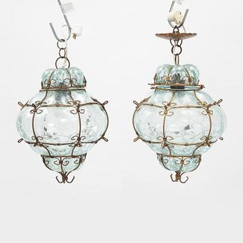 A pair of ceiling lamps, mid 20th Century.