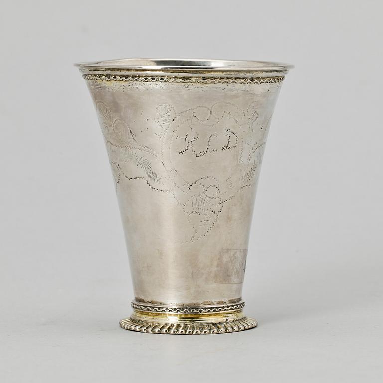 BÄGARE, silver, Erik Lemon Uppsala, 1761. 83 gram.