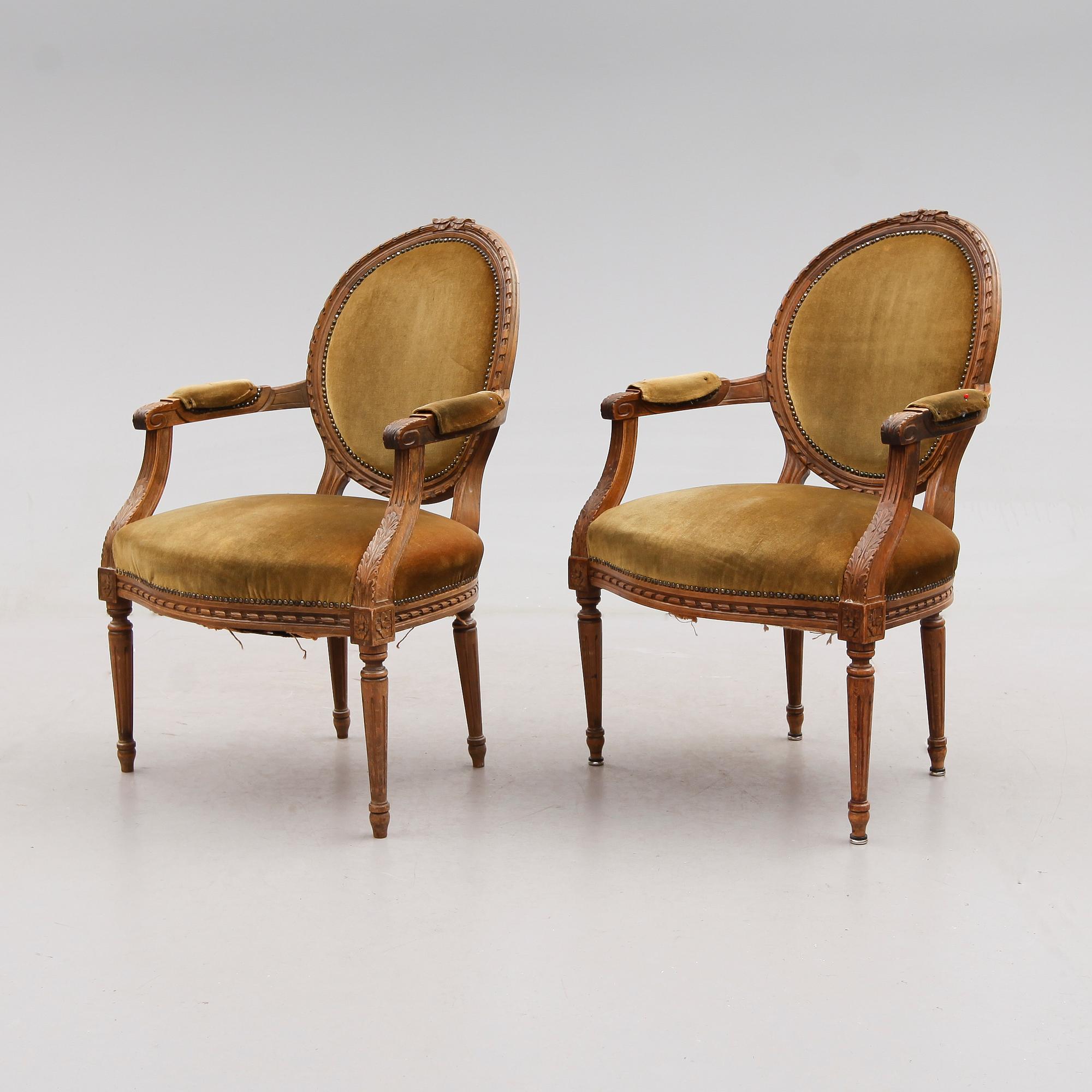KARMSTOLAR, 1 par, gustaviansk stil, 1900-talets andra hälft.
