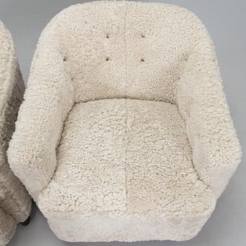 A pair of  1930s/40s. 'Continent' armchairs model 217, Asko, Finland.