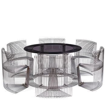 44. Verner Panton, a "Pantonova" dining table with 6 chairs,
Fritz Hansen, Denmark, ca 1971.