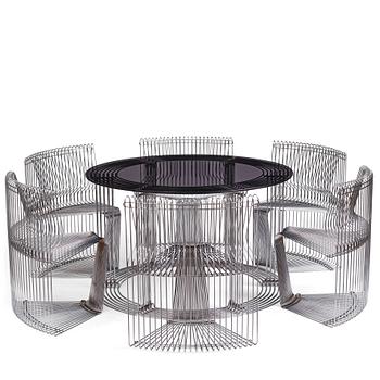 Verner Panton, a "Pantonova" dining table with 6 chairs,
Fritz Hansen, Denmark, ca 1971.