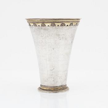 A Swedish 18th century parcel-gilt beaker, mark of Henrik Nourin, Norrköping, 1777.