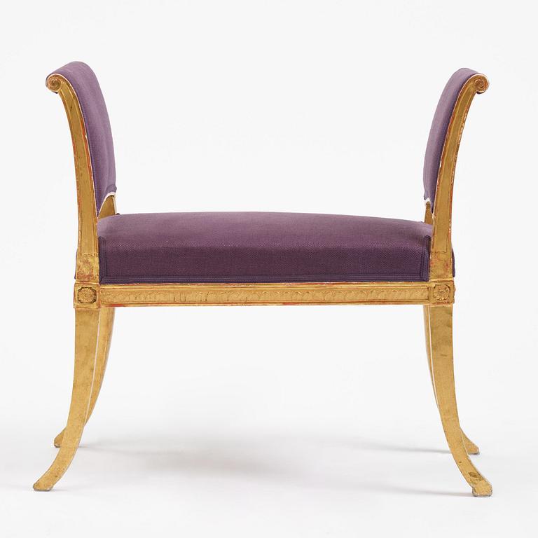 A late Gustavian giltwood stool, Stockholm, late 18th century.
