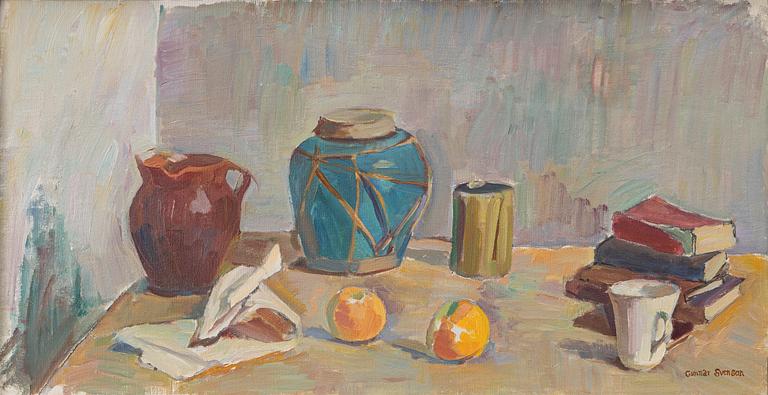 Gunnar Svenson, "Nature morte med statyett".