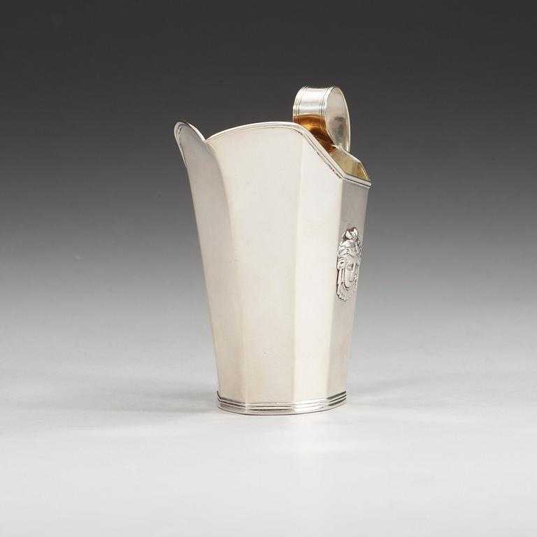 A Swedish 18th century parcel-gild milk-jug, makers mark of Pehr Zethelius, Stockholm 1798.