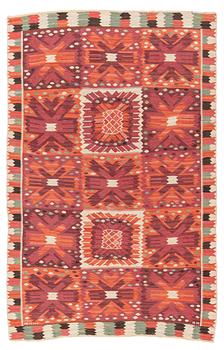 Barbro Nilsson, a carpet, 'Nejlikan röd', tapestry weave, c 331 x 214 cm, signed AB MMF BN.