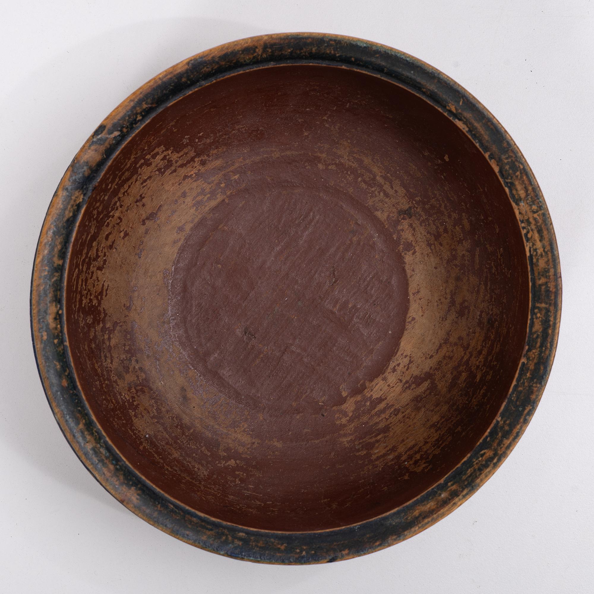 Skålar, 7 st, samt ett tråg, allmoge, 1800-tal.