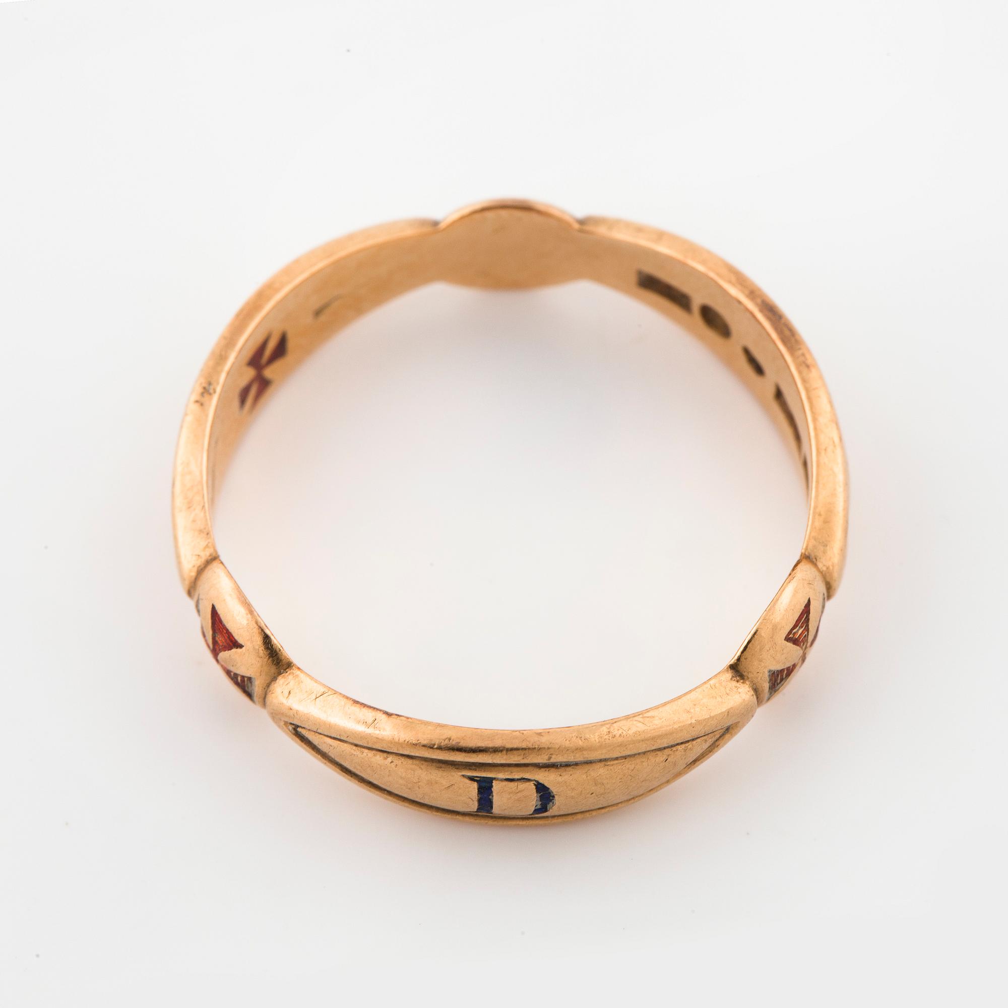 RING, guld, frimurarorden, John Pettersson,Stockholm, 1921.
