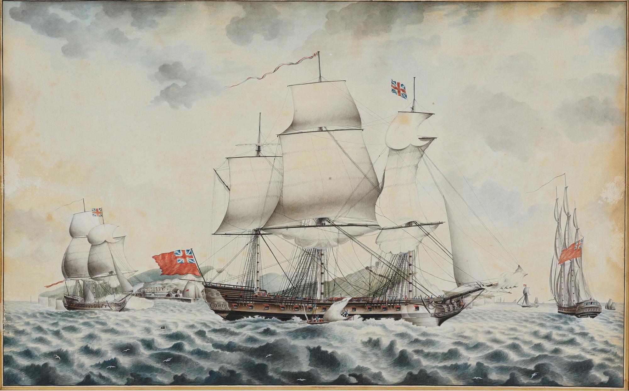 R Freeman, 17th/18th century  The frigate "Dutton" at Dover.