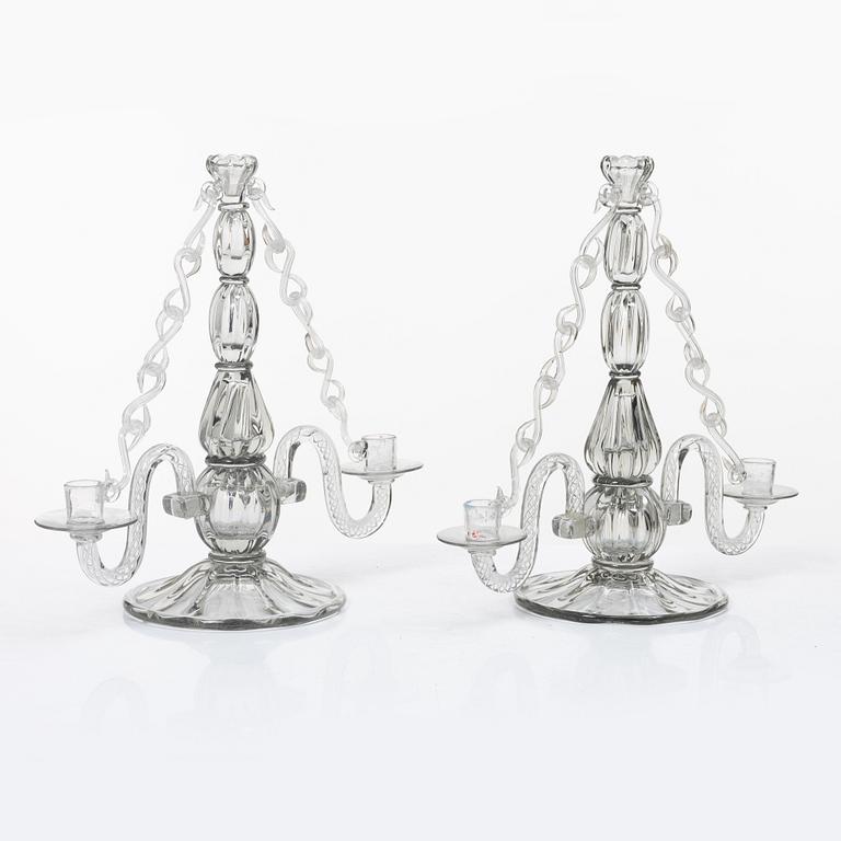 Elis Bergh, a pair of candelabra, Strömbergshyttan, 1940s.