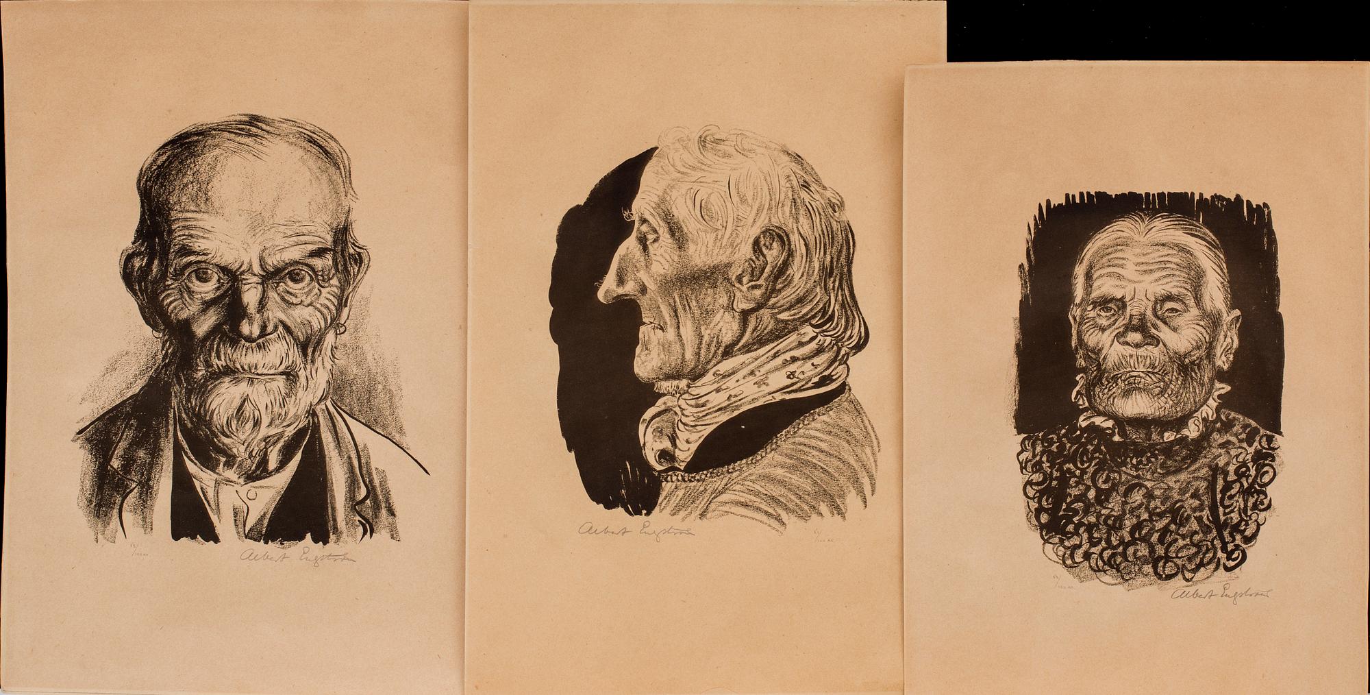 ALBERT ENGSTRÖM, 9 litografier, signerade ur mappen "Rospiggar".