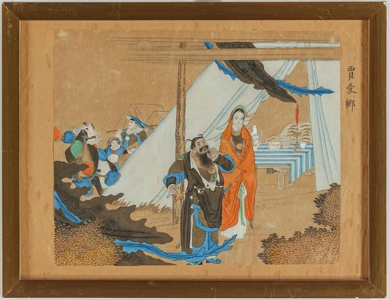 Three paintings, ink and color on paper. Qing dynasty and China, 19th-20th century.