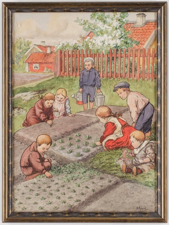 EMIL ÅBERG, 2st, blandteknik på papper, signerade.