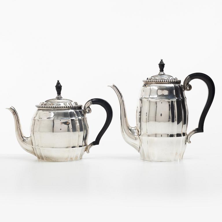 Coffee service, 5 pieces, silver, Hermann Walter, Germany, first half of the 20th century.